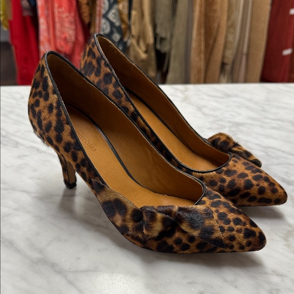 Isabel Marant Etoile Leopard Print Calf Hair Poppy Pumps with Side Bow Size 38 - Picture 1 of 11